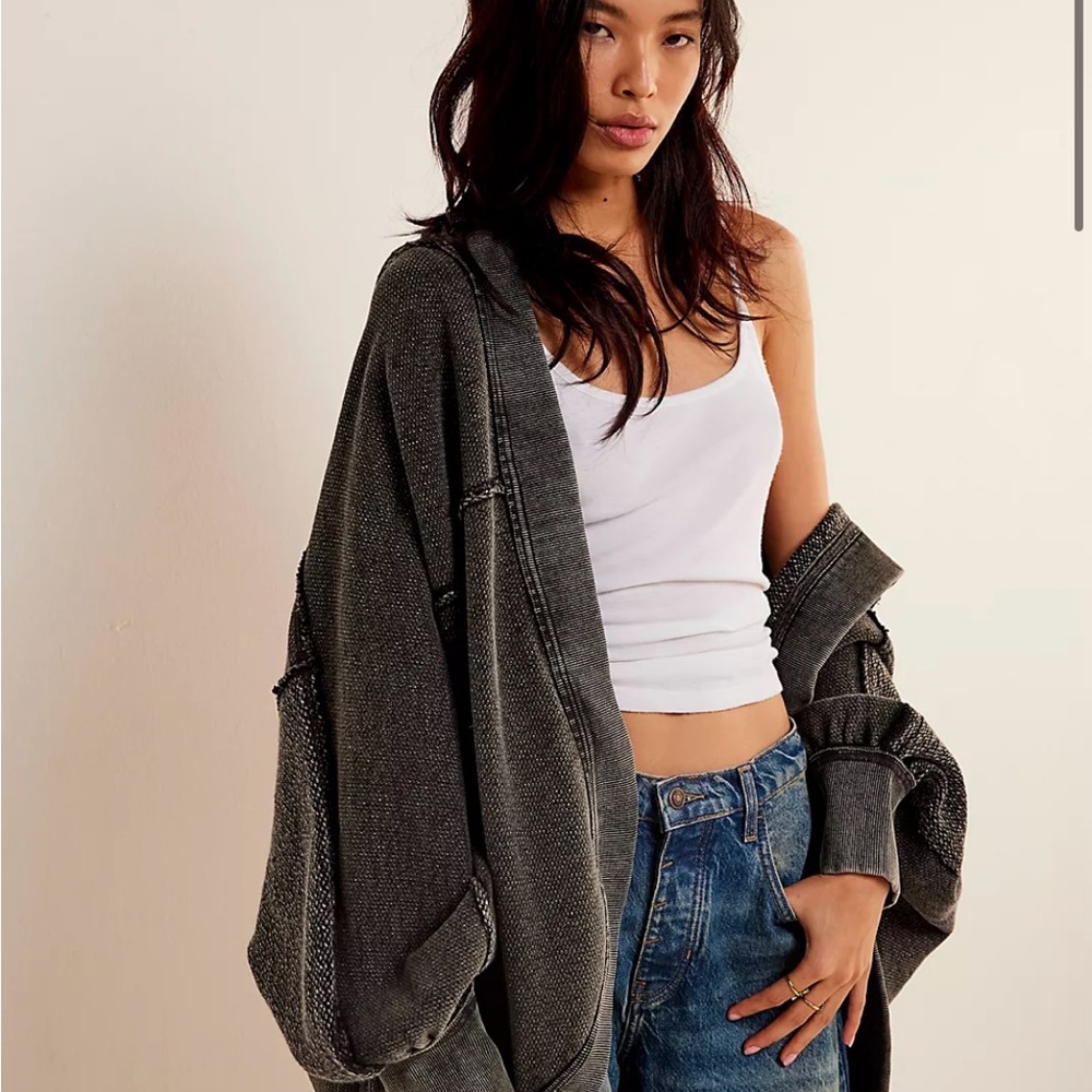 We The Free Gray Cardigan Sweater Oversized Knit